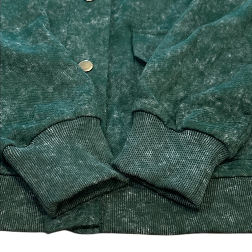 Washed Shacket Size Small Green Snap Button Closure Front Snap Pockets Casual - Picture 6 of 12